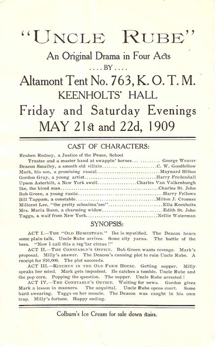 scan of a playbill from 1909