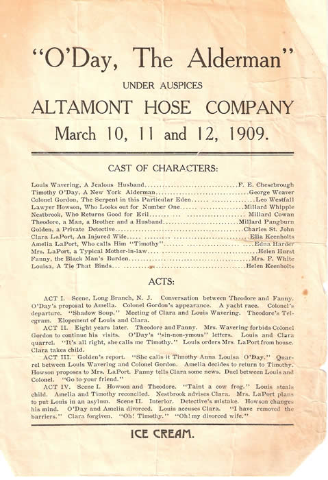 page from a playbill from 1909